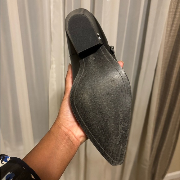 Sam Edelman Jane Black Pointed Toe Stacked Block Heel Western Ankle Boots - Picture 3 of 3